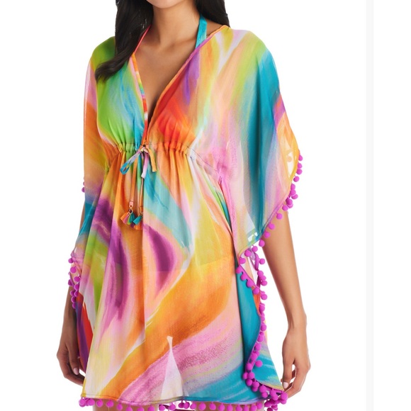 Bleu by Rod Beattie Women’s splash out Chiffon Caftan Cover up size 2X